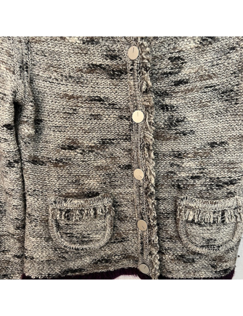 CHANEL gray wool jacket T42 - Occasion Certified Authentic