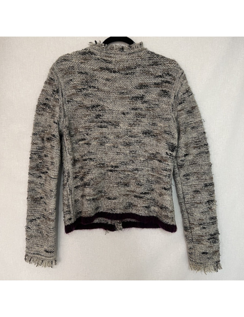 CHANEL gray wool jacket T42 - Occasion Certified Authentic