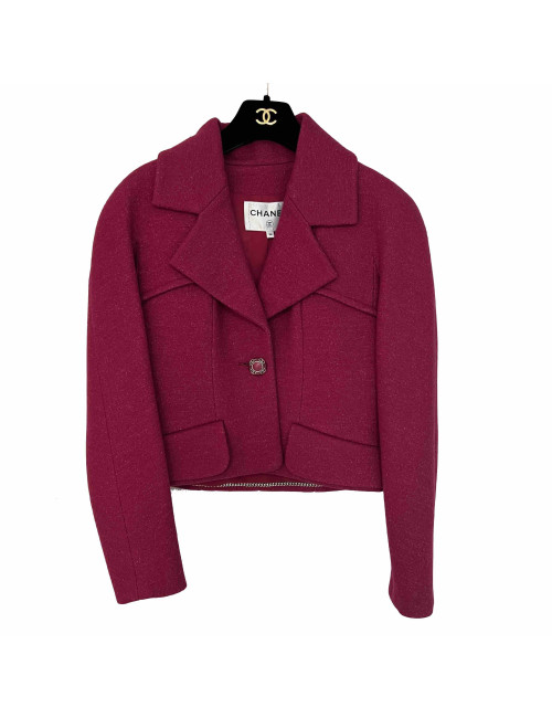 Veste CHANEL T34 laine framboise