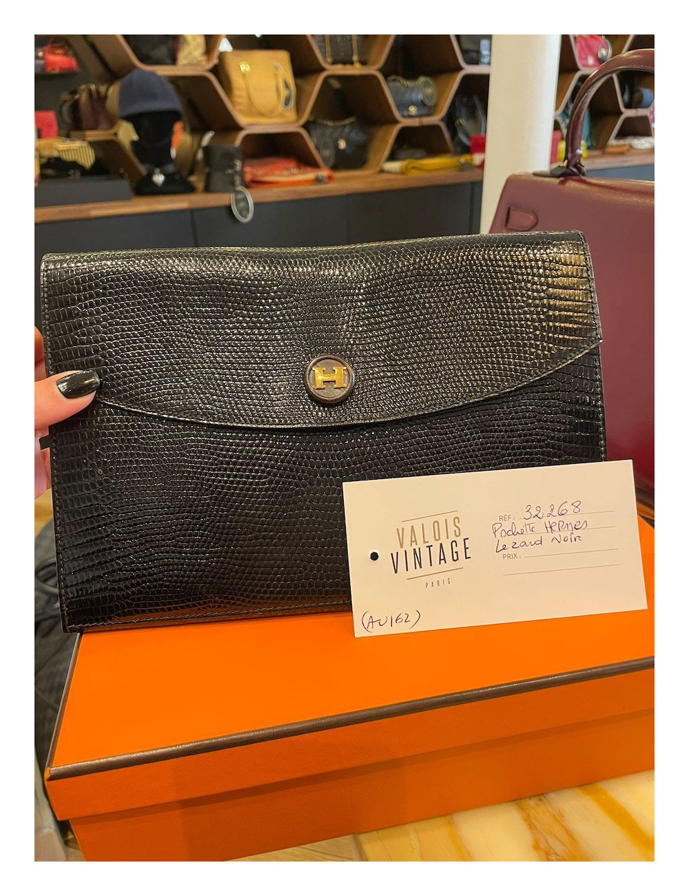 Pochette HERMES Varan noir