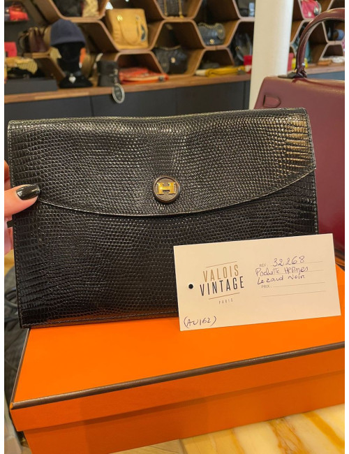 Pochette HERMES Varan noir