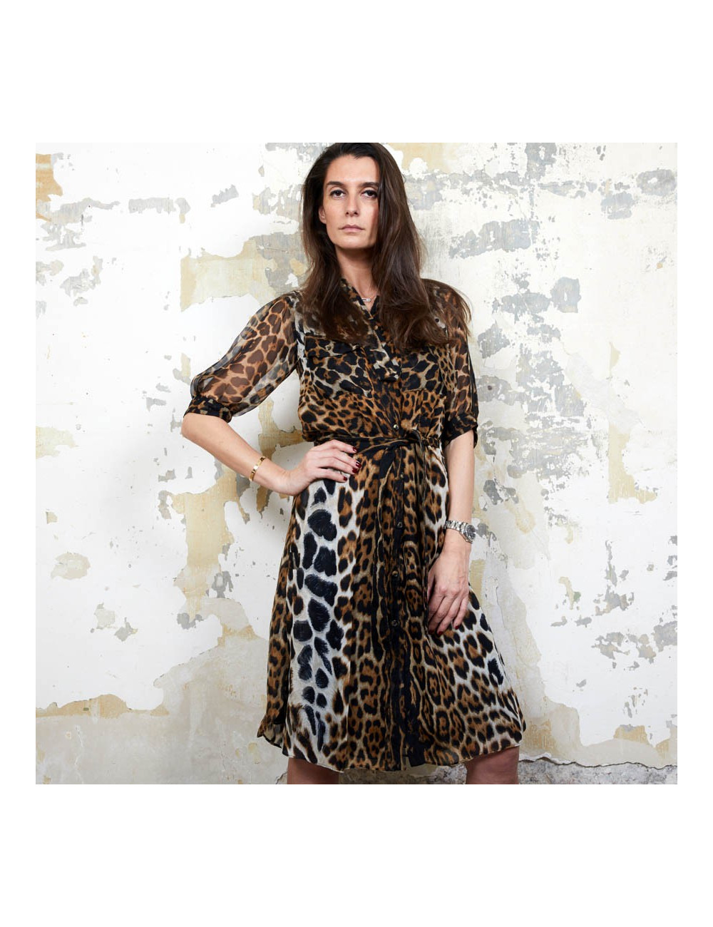 Robe YSL SAINT LAURENT T36 oie léopard