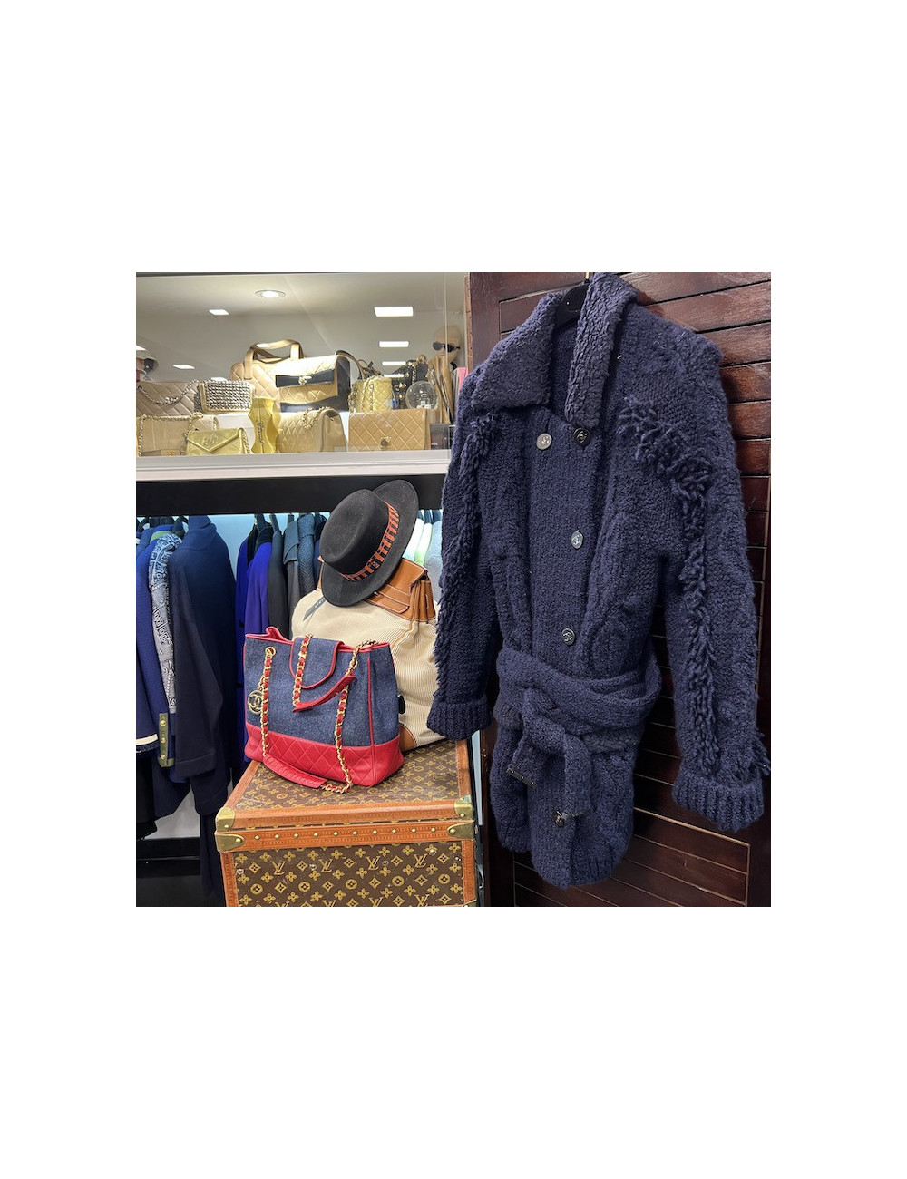 Manteau T 44 CHANEL bleu laine cachemire