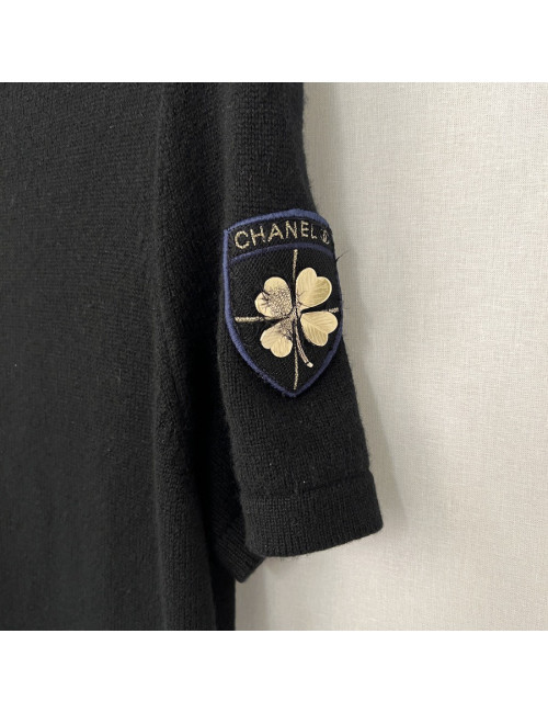 Robe T 42 CHANEL cachemire écusson trefle