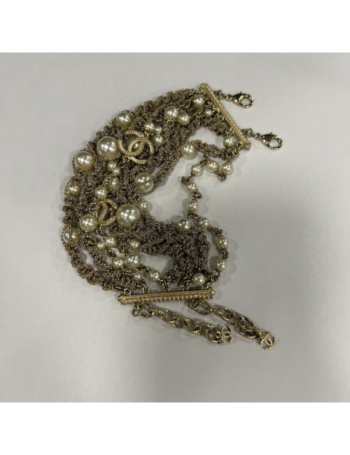 Bracelet CHANEL multirangs chainettes perles