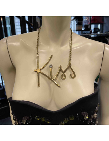 LANVIN iconic 'Kiss' gilded metal necklace 2