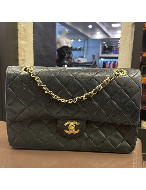 Sac classique double flap CHANEL noir