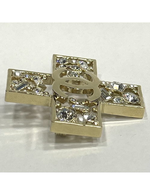 Broche CHANEL croix sertie brillants