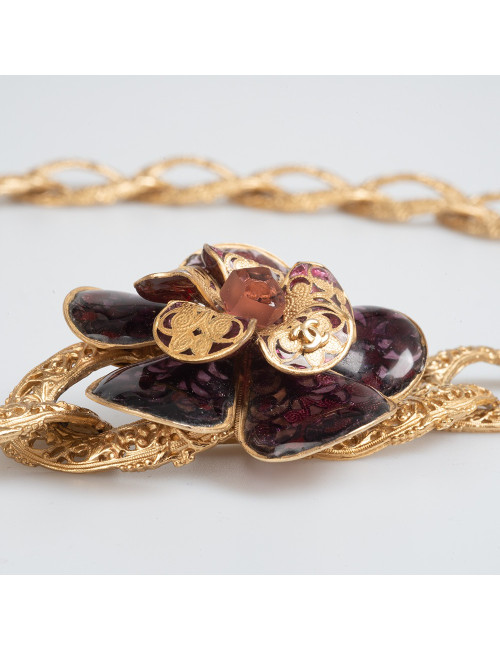 Ceinture CHANEL fleur pâte de verre amethyste