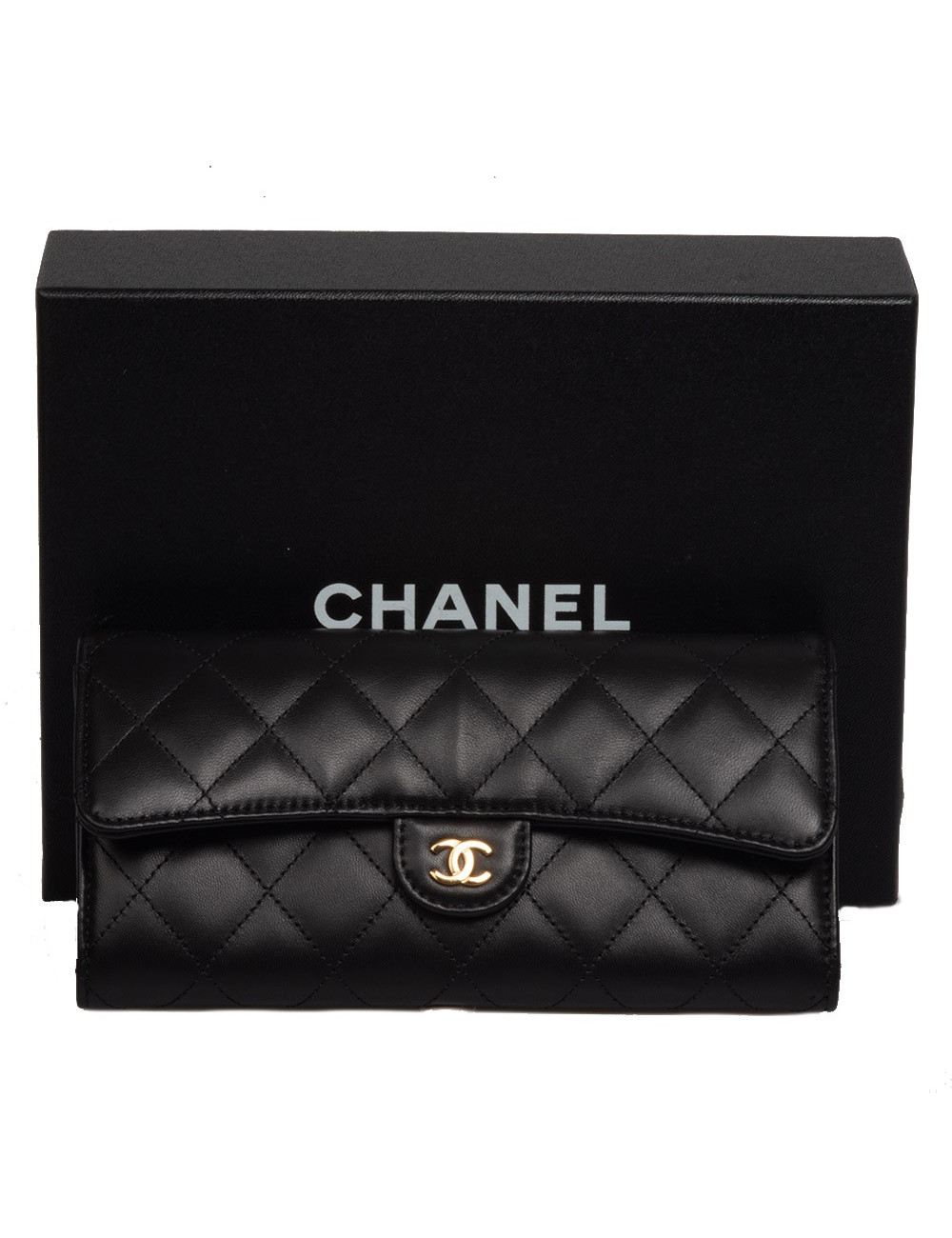 Porte-monnaie CHANEL cuir matelassé noir