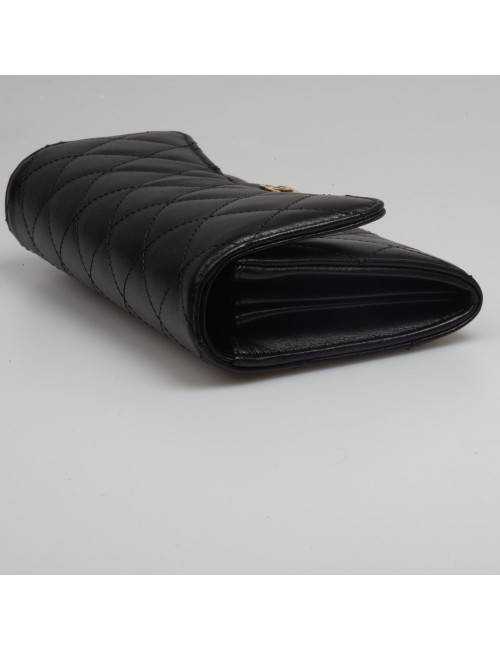 Porte-monnaie CHANEL cuir matelassé noir