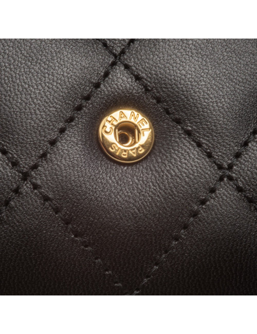 Porte-monnaie CHANEL cuir matelassé noir