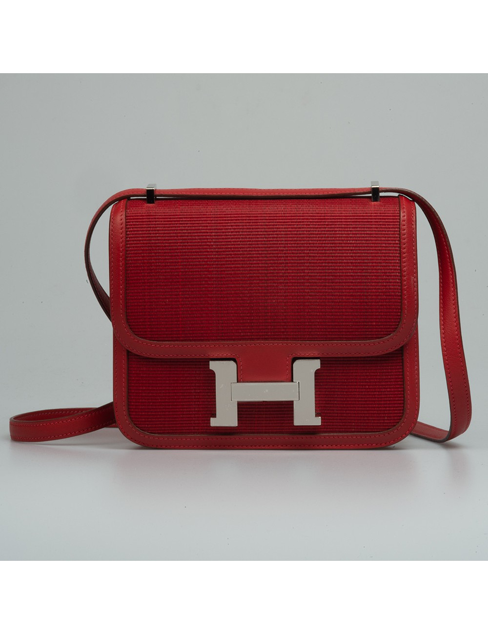 Mini Constance Ottoman HERMES crinoline swift rouge casaque