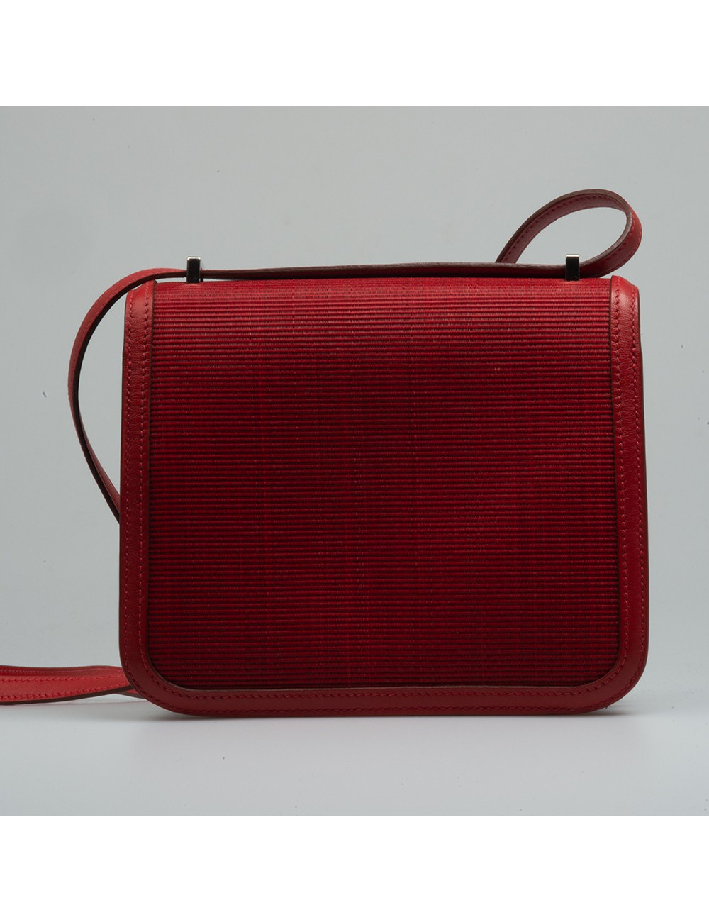 Mini Constance Ottoman HERMES crinoline swift rouge casaque