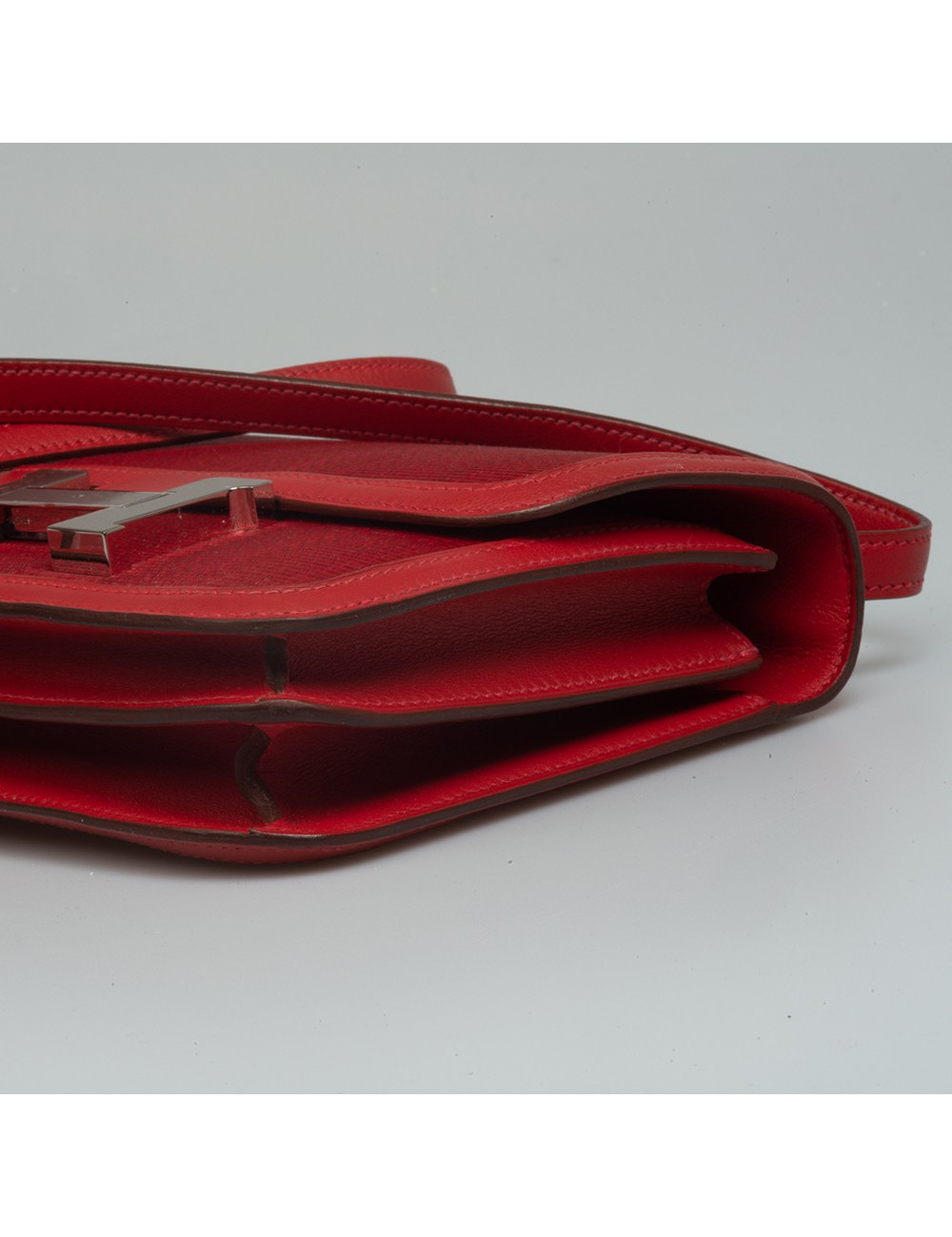 Mini Constance Ottoman HERMES crinoline swift rouge casaque