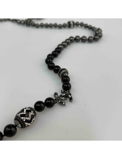 Sautoir CHANEL perles grises