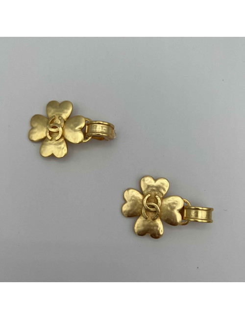 Clips CHANEL trefles dorés