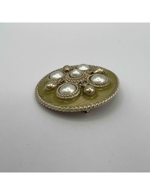 CHANEL Gilt Brooch with Pearls - Occasion Certified Authentic
