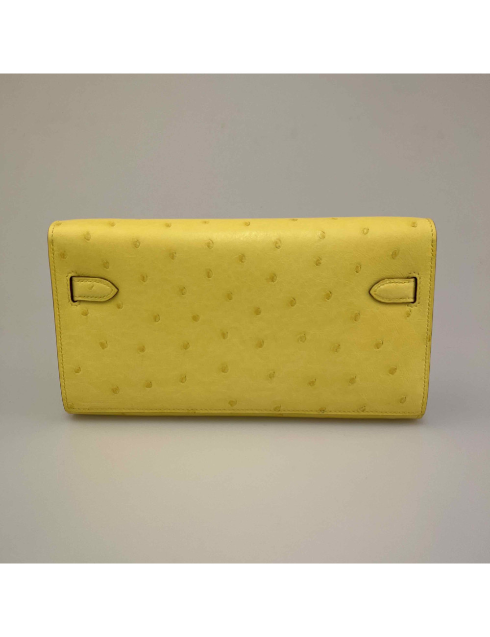 Pochette HERMES Kelly To Go autruche jaune