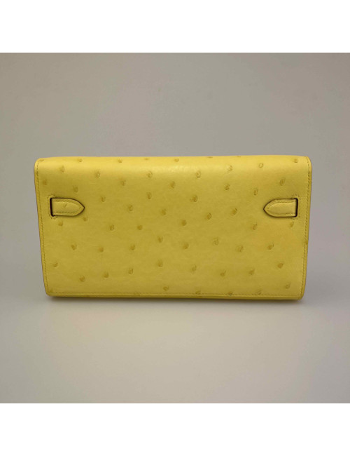 Pochette HERMES Kelly To Go autruche jaune