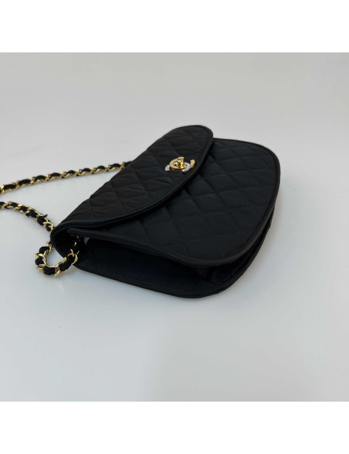 Sac à main CHANEL Couture satin noir 