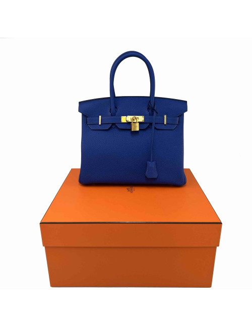 Sac Birkin 30 veau togo bleu royal