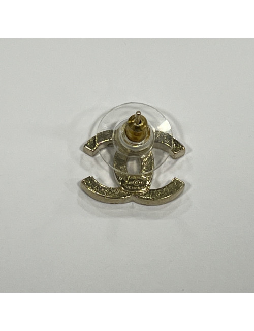 Boucles d'oreille Clous Chanel CC strass