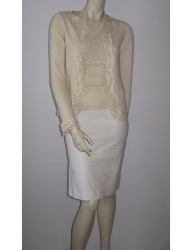 CHANEL Twinset cashmere T 38 off-white 2