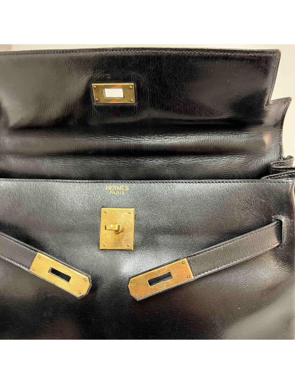 Kelly 32 HERMES Vintage box noir