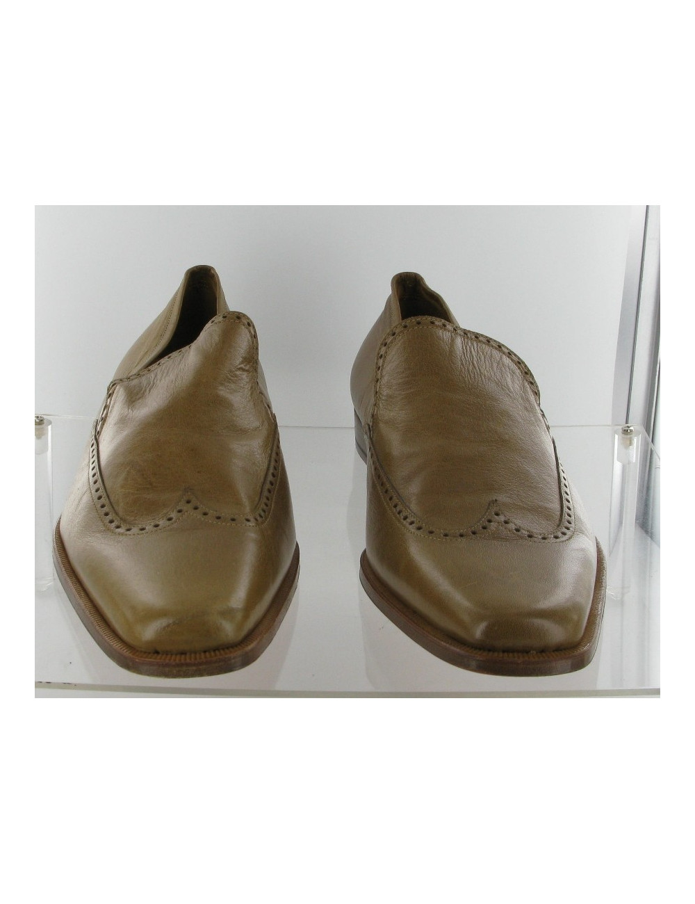 Beige leather HERMES loafers