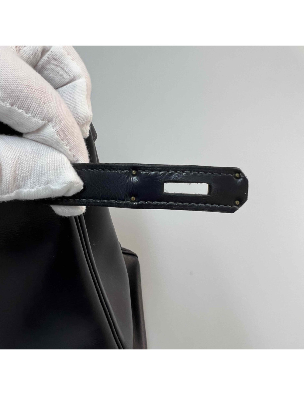 Sac Kelly 32 HERMES box bleu nuit