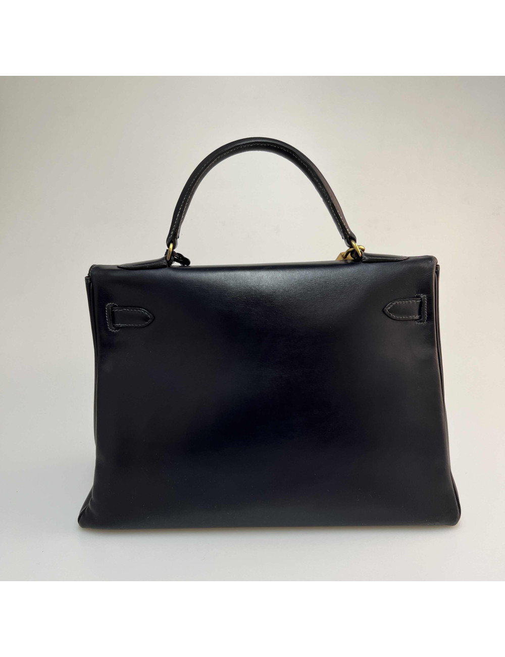 Sac Kelly 32 HERMES box bleu nuit