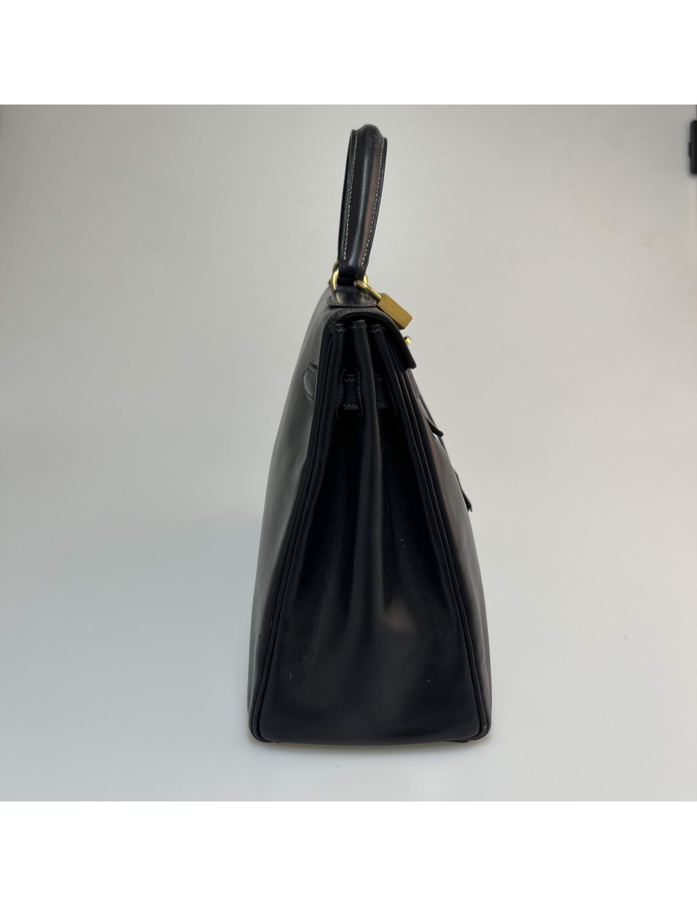 Sac Kelly 32 HERMES box bleu nuit