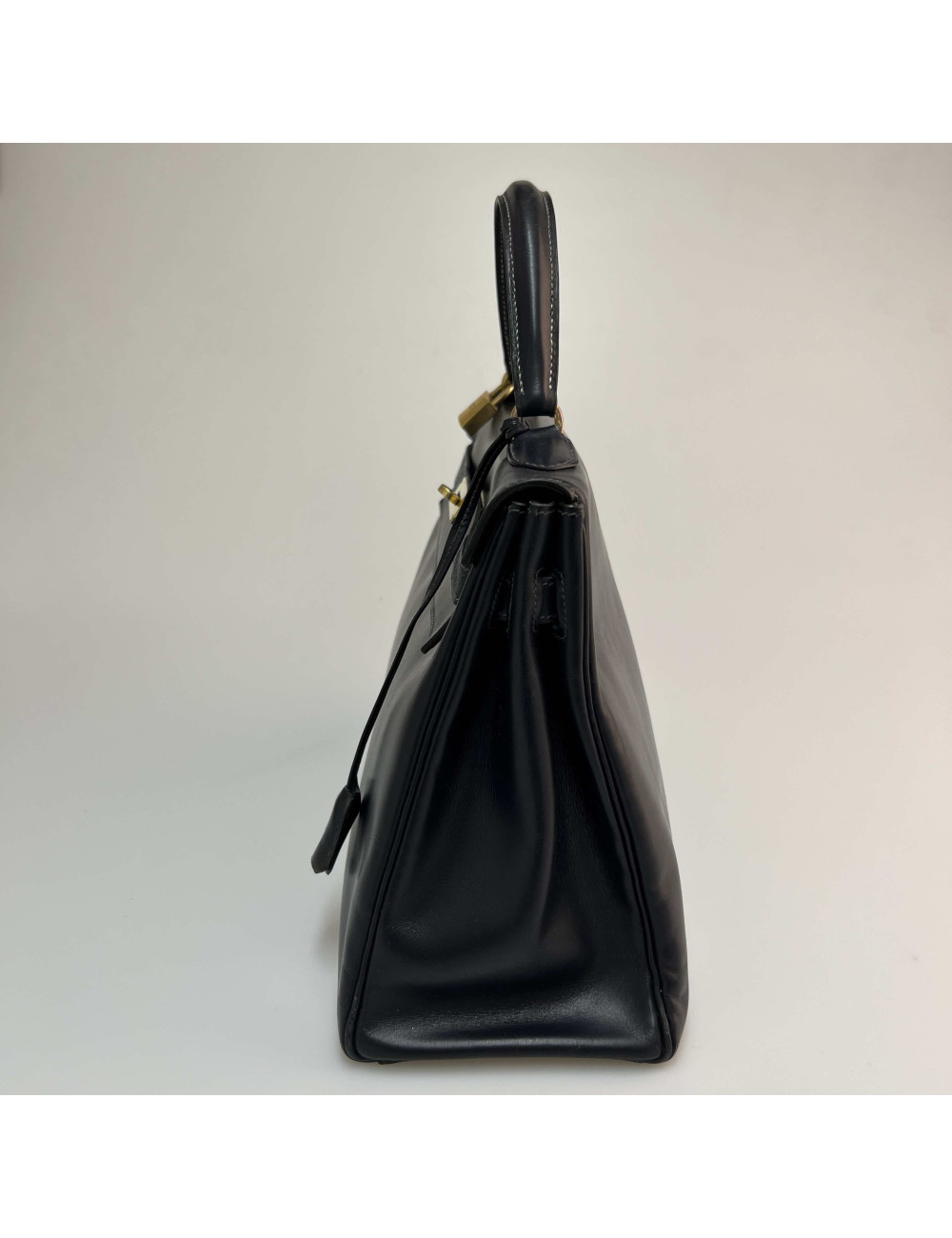 Sac Kelly 32 HERMES box bleu nuit