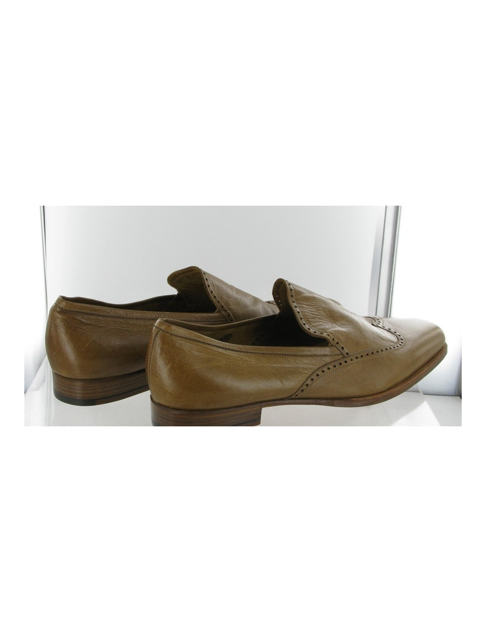 Beige leather HERMES loafers