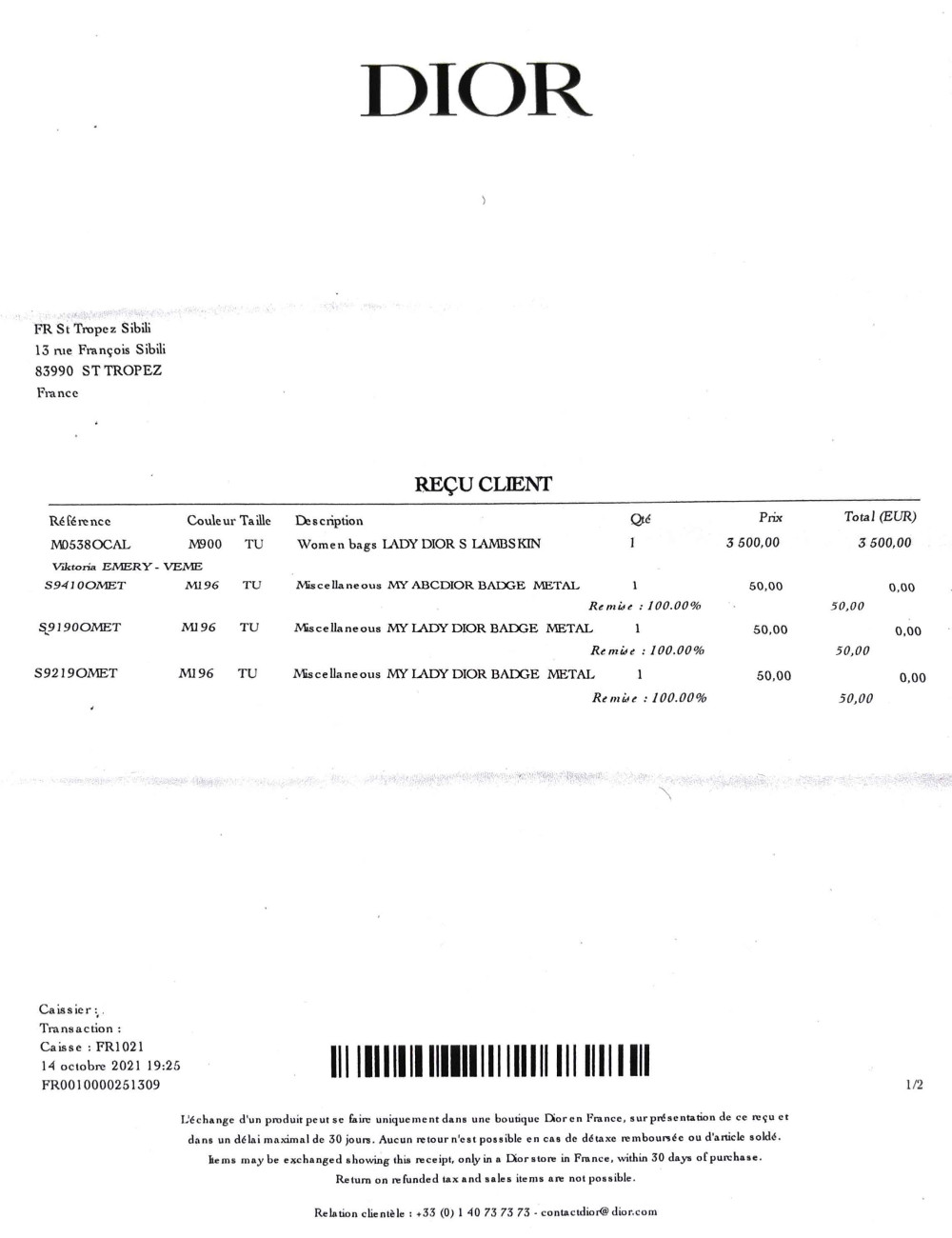 Lady Dior noir cannage