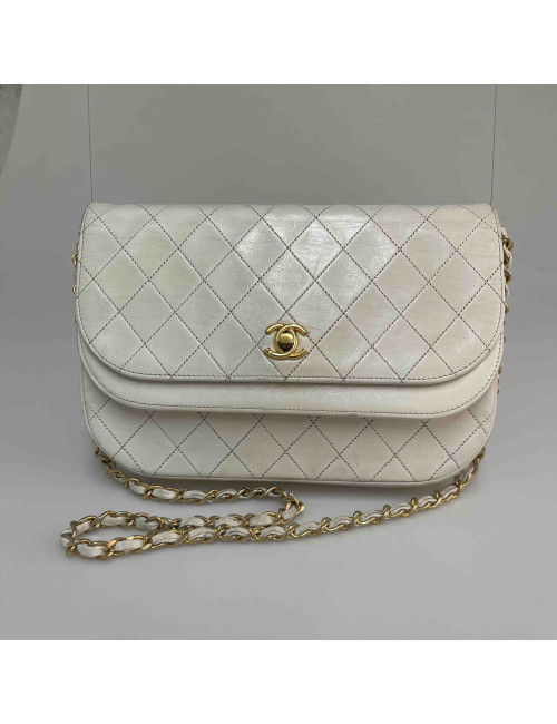 Sac classique CHANEL blanc vintage
