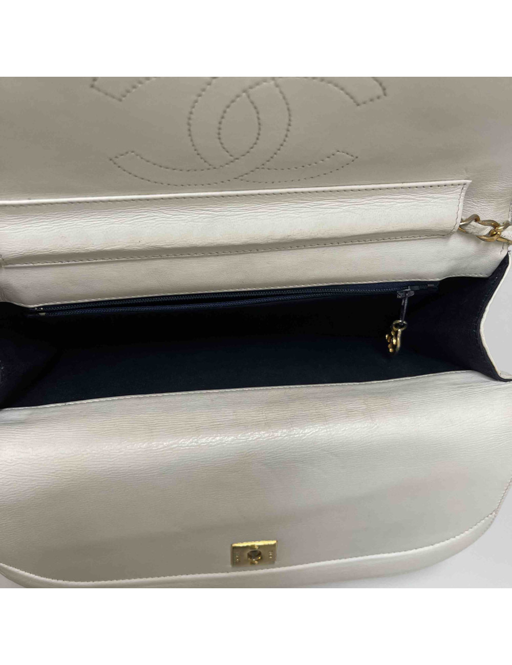 Sac classique CHANEL blanc vintage