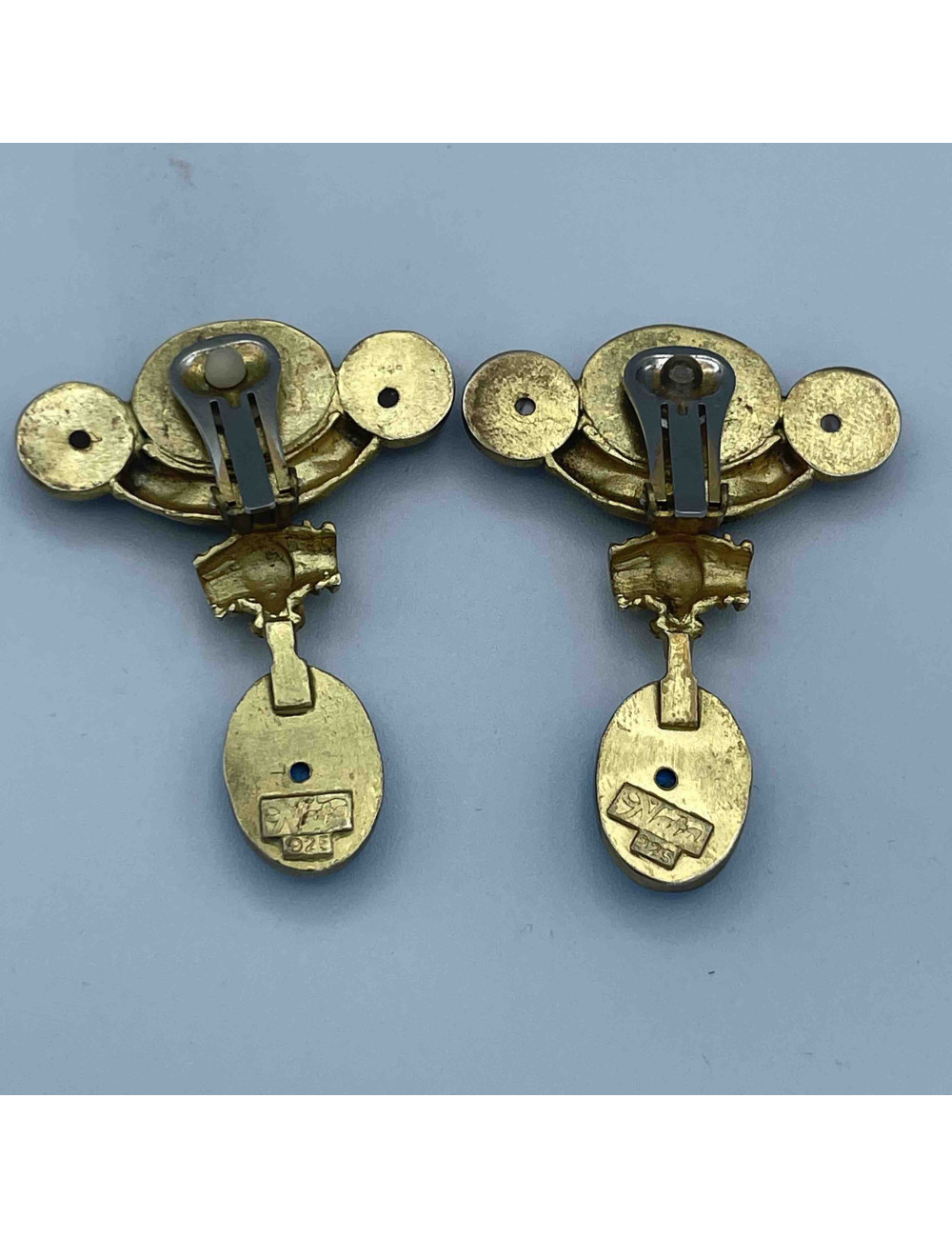 Clips turquoise vintage doré