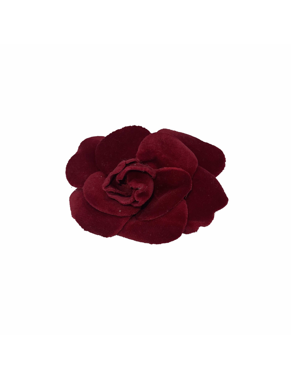 Broche camélia CHANEL velours rouge 