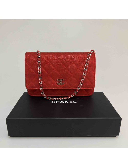 Wallet on chain CHANEL rouge lamé