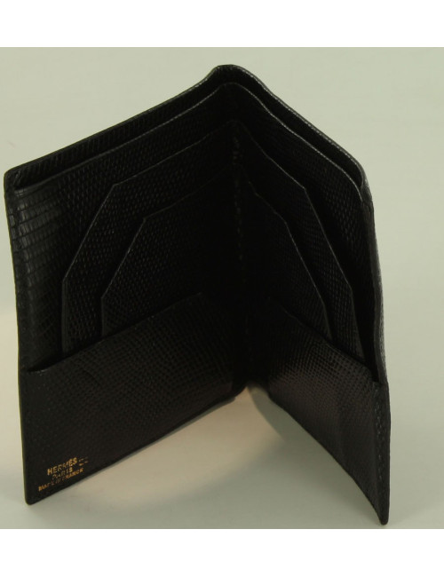 Portefeuille HERMES lezard noir