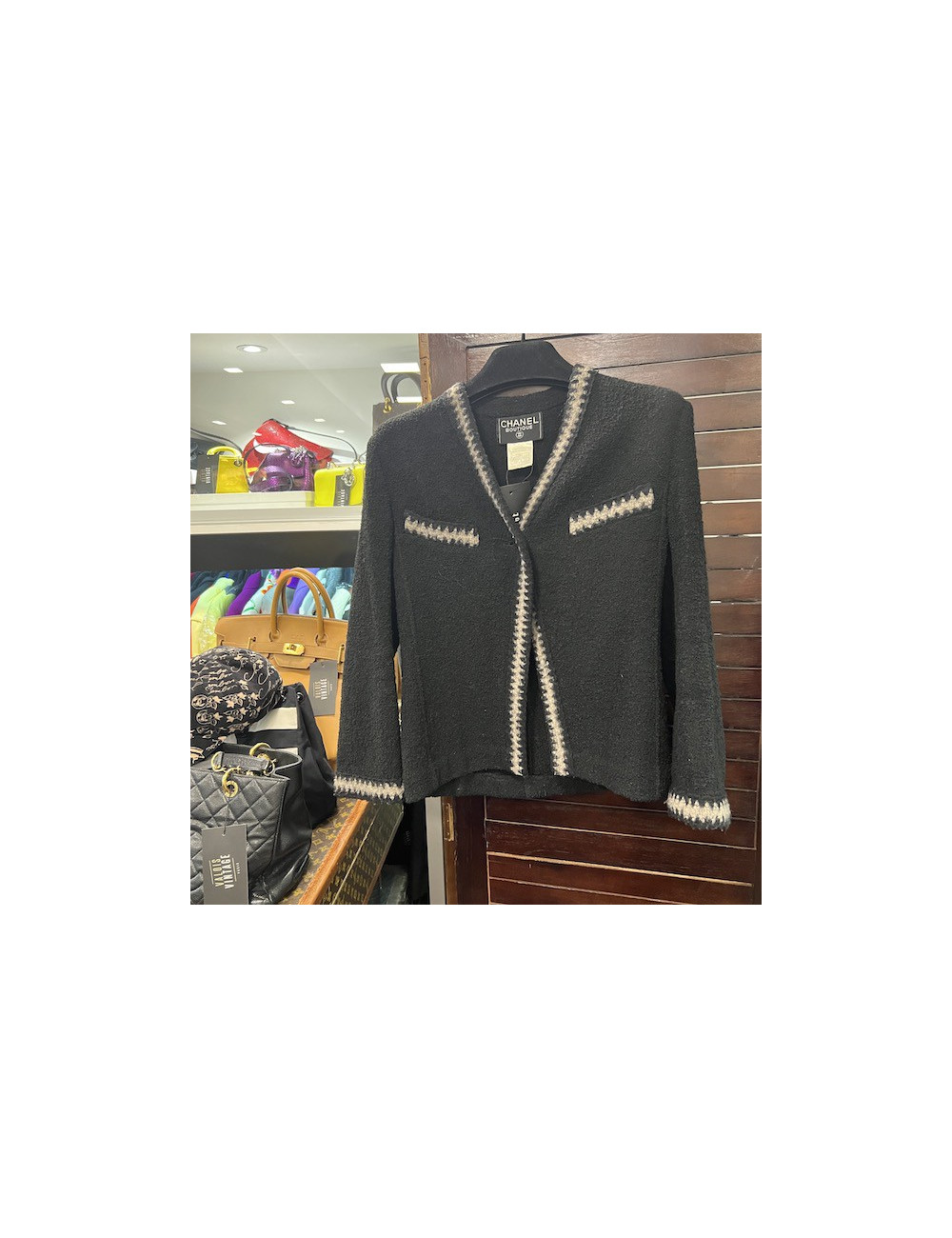 Veste CHANEL T 38 noire gansée 