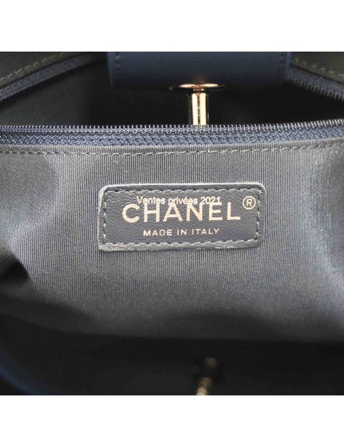 Cabas CHANEL cuir bleu
