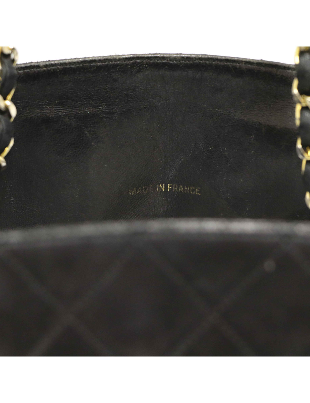 Cabas vintage CHANEL cuir d'agneau noir