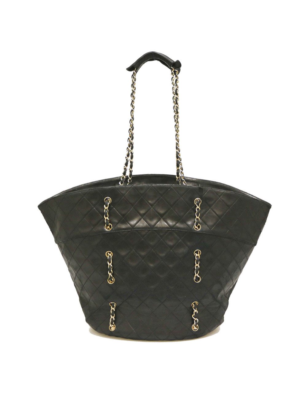 Cabas vintage CHANEL cuir d'agneau noir