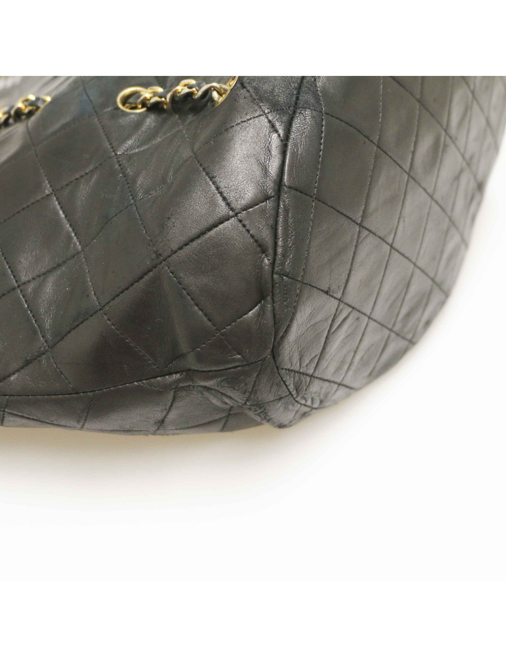 Cabas vintage CHANEL cuir d'agneau noir