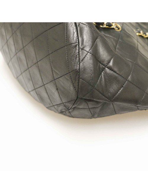 Cabas vintage CHANEL cuir d'agneau noir