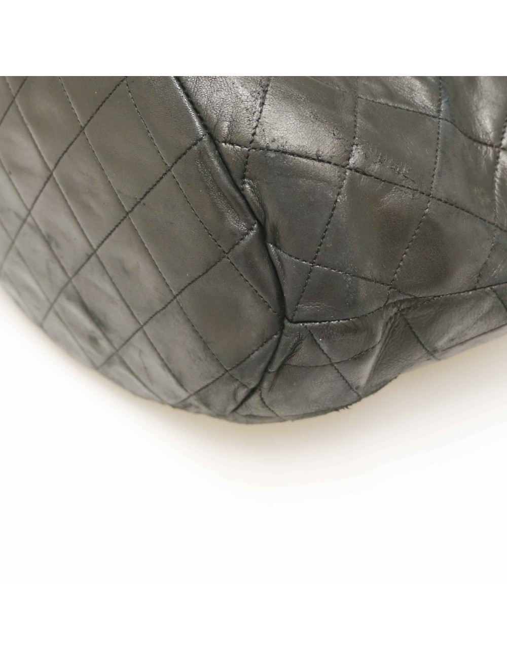 Cabas vintage CHANEL cuir d'agneau noir