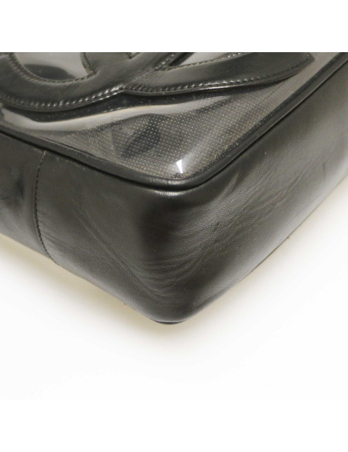 Cabas CHANEL vintage transparent CC en cuir